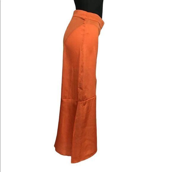 Free People LOLA ASYMMETRICAL SLIT SKIRT IN BRIGHT ORANGE Size 8 New With Tag - Picture 5 of 11